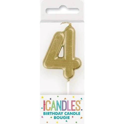 Mini Gold Number 4 Candle | 1ct