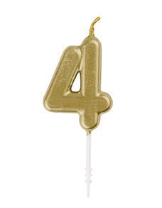 Mini Gold Number 4 Candle | 1ct