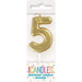 Mini Gold Number 5 Candle - Party Supplies