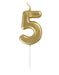 Mini Gold Number 5 Candle - Party Supplies