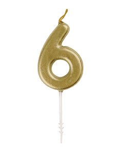 Mini Gold Number 6  Candle | 1ct