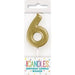 Mini Gold Number 6 Candle - Party Supplies