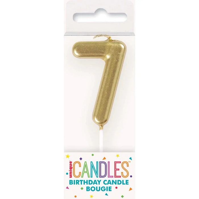 Mini Gold Number 7 Candle - Party Supplies
