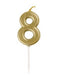 Mini Gold Number 8 Candle - Party Supplies