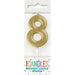 Mini Gold Number 8 Candle - Party Supplies