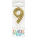 Mini Gold Number 9 Candle - Party Supplies