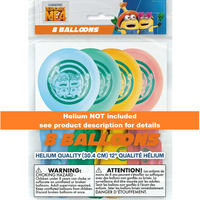Packaged balloons with colorful designs on a white background