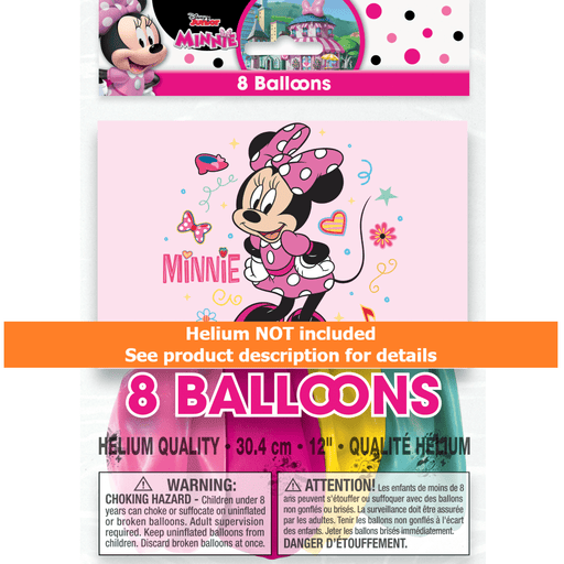 Minnie Mouse latex balloons 12" | 8ct