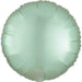 Mint green satin-finish round mylar balloon with radiating seams throughout its surface.