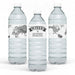 Three clear plastic water bottles with white caps arranged in a row, each displaying a world map label, with the center bottle featuring a black banner reading "Called To Serve.