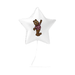 White star-shaped foil balloon featuring Boomer the Bear mascot in brown with a maroon sweater, waving with one paw raised, attached to a white string.