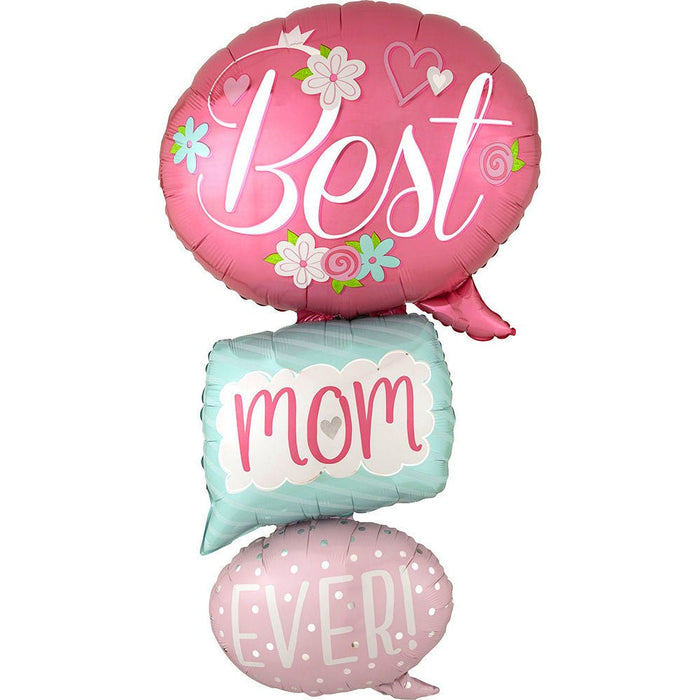Mother's day Best Mom Ever Bubbles Supershape Foil Balloon 53" | 1ct