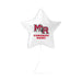 White star-shaped foil balloon featuring the Mountain Ridge High School logo with a spartan helmet in red and gray, displaying "CONGRATS NAME!" text in red below the logo.