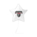 White star-shaped mylar balloon featuring the Mountain Ridge High School Sentinels logo with a helmet shield design and red accents in the center.