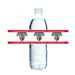 Two clear plastic water bottles with a red and white Mountain Ridge Sentinels logo band wrapped around the center of each bottle.