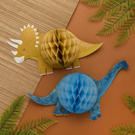 Multicolor Dinosaur Honeycomb Decorations | 2ct