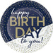 Navy & Gold Milestone Happy Birthday To You Dessert Plates 7" | 8ct - Zurchers