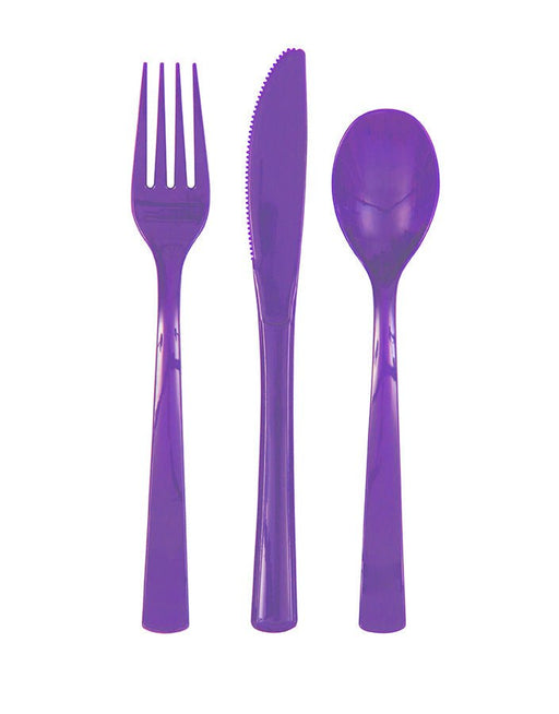 Neon Purple Assorted Cutlery | 18ct