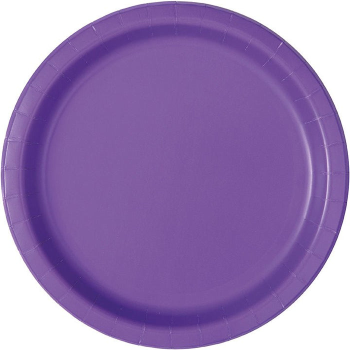 20ct 10in Paper Plate Neon Purple - Party Supplies
