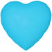Bright cyan blue heart-shaped mylar balloon with a smooth, reflective surface and visible seams typical of foil balloons.