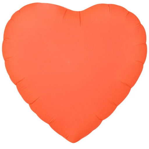 Neon orange heart-shaped foil balloon with a smooth inflated surface and visible seam lines.