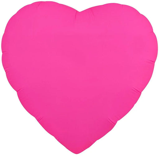 Bright neon pink heart-shaped mylar balloon with a smooth, inflated appearance.