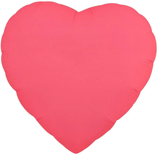 Bright neon red heart-shaped foil balloon with a smooth, inflated appearance and subtle seams visible on the surface.