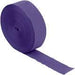 Roll of purple crepe paper streamer wound on a cardboard tube, displayed against a white background.