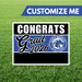 Graduation-themed customizable sign with 'Congrats Grad 2026' text on a grass background