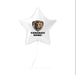 White star-shaped balloon with a tiger design and 'Congrats NAME!' text on a white background