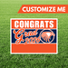 Graduation-themed customizable sign with 'Congrats Grad 2026' on a grass background