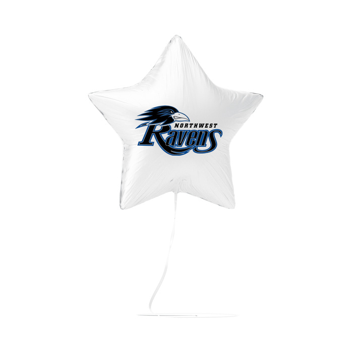 White star-shaped balloon with 'Northwest Ravens' logo on a white background