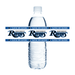 Plastic water bottle wrapped with a blue and white Olathe Northwest Ravens sports label featuring the team logo and name repeated across the center band.