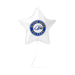 White star-shaped foil balloon with a blue and gold circular logo reading "Olathe South Falcons" featuring a falcon emblem in the center.