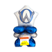 Stacked air-filled foil balloon quad in blue and white with a "W" logo at top, priced at $10.97 with a yellow "Grab and Go" label.