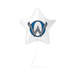 White star-shaped foil balloon with a blue circle containing a gray "W" logo and horns design, displayed against a white background.