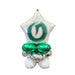 White and green star-shaped foil balloon with Olympus Athletics logo featuring green and silver gathered balloon clusters at the base.
