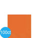 Stack of 100 orange paper beverage napkins with a textured surface shown against a white background.