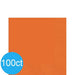 Pack of 100 orange lunch napkins with a textured surface shown against a white background.