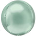 Mint green spherical foil balloon with a seam running vertically down one side, displayed against a white background.