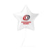 White star-shaped foil balloon with a red and blue circular logo and red text reading "CONGRATS NAME!" against a white background.