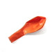 Bright orange latex balloon with an elongated teardrop shape and sealed neck end, shown against a white background.