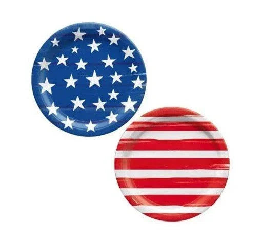 Painted Patriotic Dessert Plates 7" | 50ct