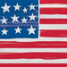 Painted American flag design on white lunch napkins featuring blue canton with white stars and red and white stripes with distressed brush stroke effects.