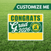 Graduation-themed customizable sign with 'Congrats Grad 2026' text on a grass background