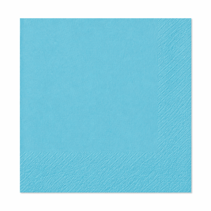 Stack of fifty pastel blue paper napkins with embossed texture visible on the edges.