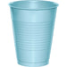 Light blue plastic cup with horizontal ribbed texture throughout the body and smooth rim, shown against a white background.