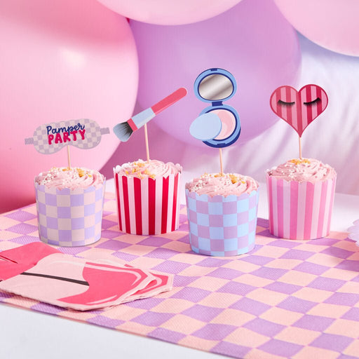 Pastel Spa Cupcake Wrappers & Food Picks Set | 12ct