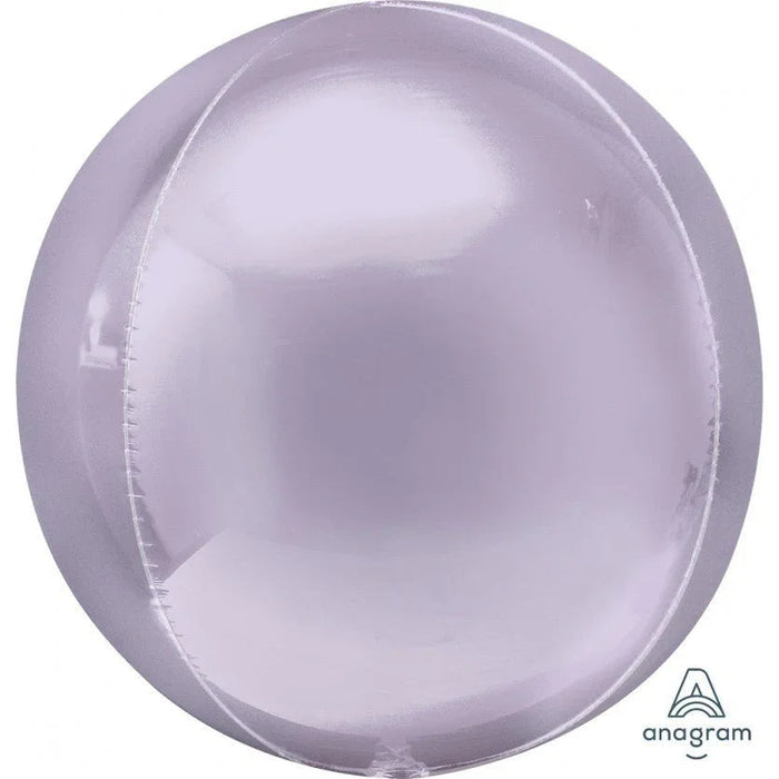 Pastel lilac spherical foil balloon with a smooth, glossy finish and visible seam lines, displayed against a white background.