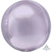 Pastel lilac spherical foil balloon with a smooth, glossy finish and visible seam lines, displayed against a white background.